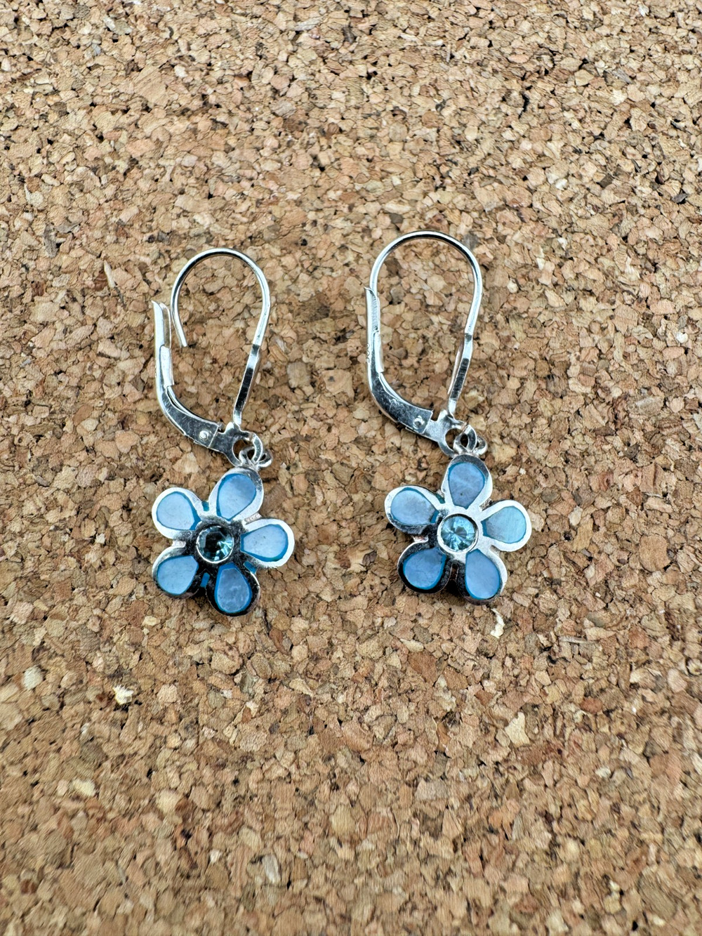 Vintage Sterling Silver 925 Flower Dangle Earrings
